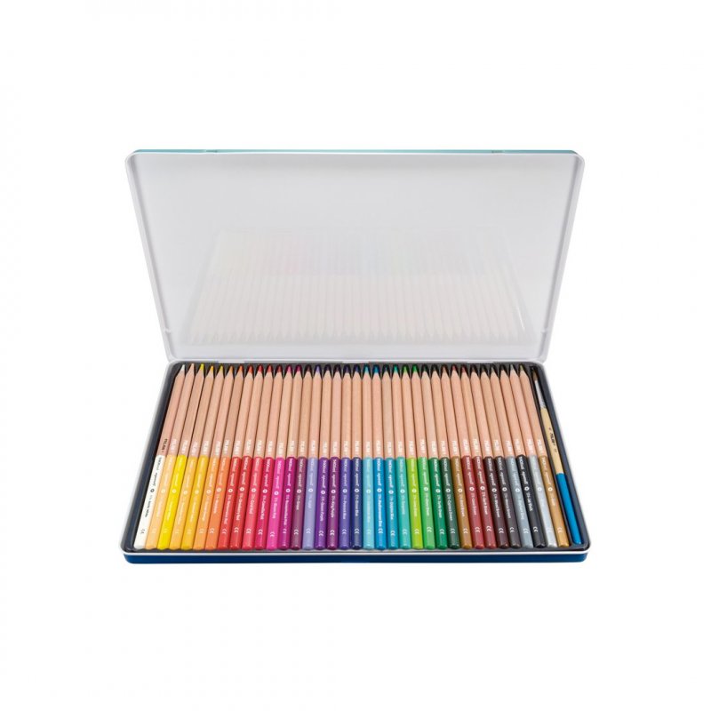 Caja 24 lápices de colores triangulares acuarelables + pincel • MILAN